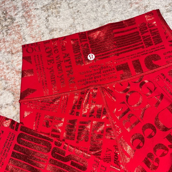 Lululemon Limited Edition Red Logo Leggings Size 4 - Picture 5 of 5